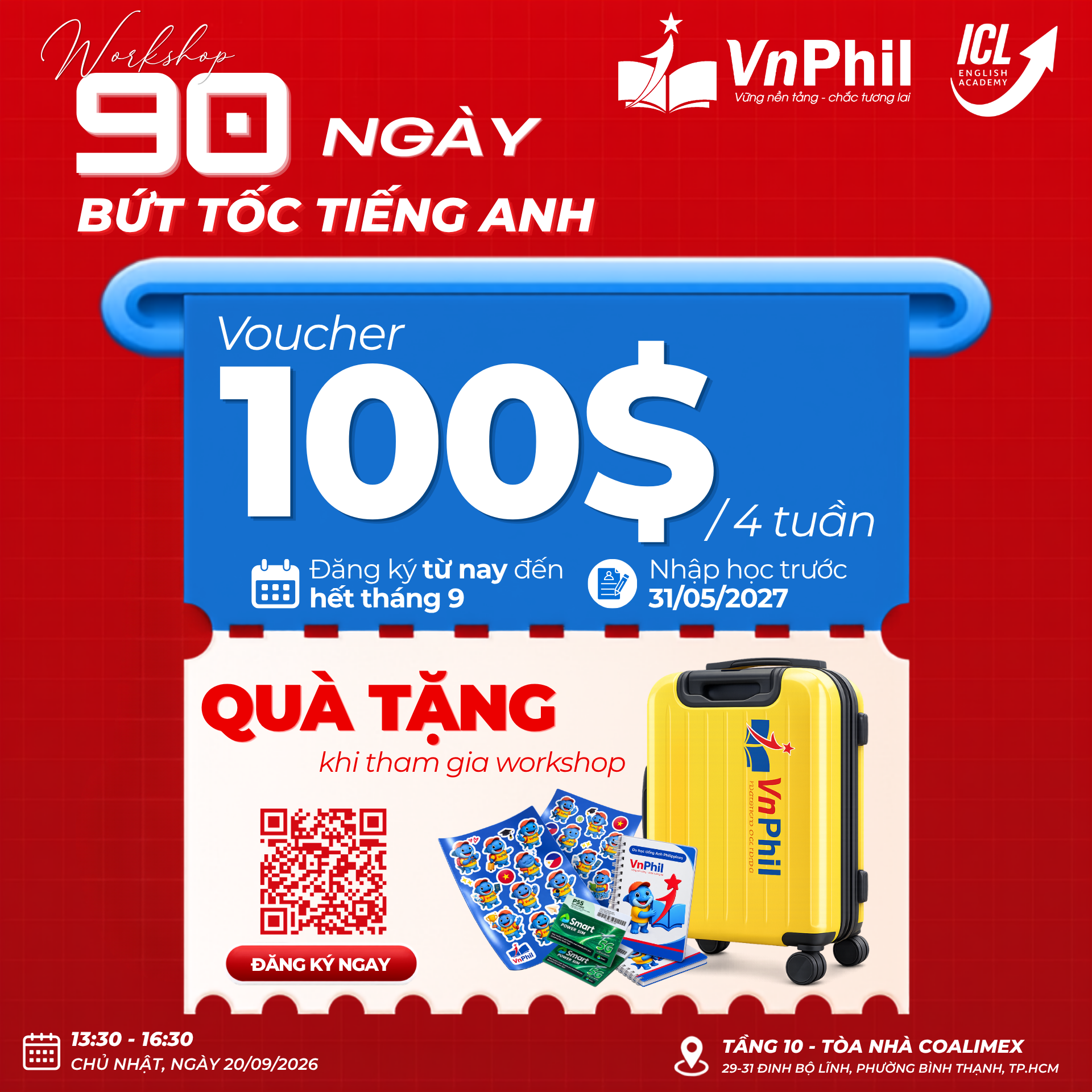 ưu đãi workshop "90 ngày bứt phá tiếng Anh"